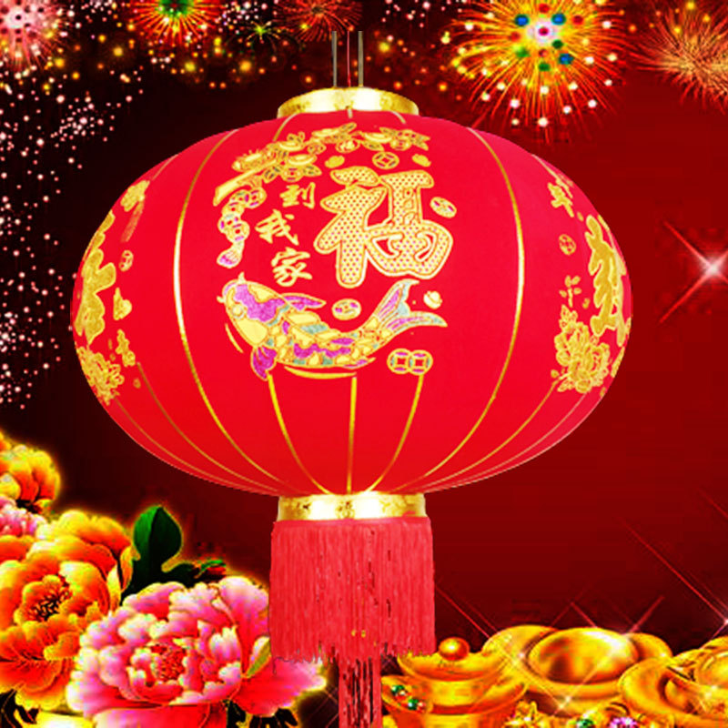 长杆植绒布灯笼发泡金粉灯笼义乌供货源批发装饰手工艺灯笼