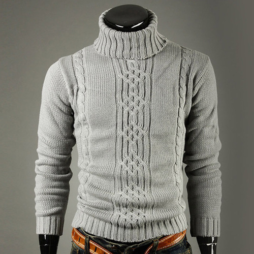 Men's Cowl Neck Sweater Fashion European and American Youth Warm Autumn and Winter Knitted Top