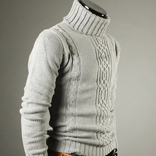 Men's Cowl Neck Sweater Fashion European and American Youth Warm Autumn and Winter Knitted Top