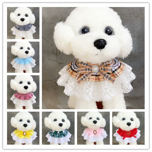 Кошка Собака Скользкий Полотенце Тедди Нагрудник Круглый вырез Шарф Сладкий Кружева Нагрудник