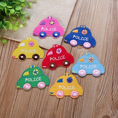 Classic stylish cute cartoon police car car multi-color children's clothes pants decoration mending hole embroidery label