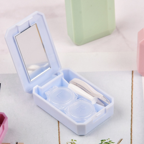 KD107 Cute and Simple Contact Lens Case Plain Color Contact Lens Companion Care Box Square Frosted Contact Lens Box