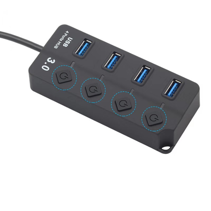 USB 3,0 HUB nuevo interruptor de botón independiente de 4 puertos 3,0 transmisión de alta velocidad de uno a cuatro extensor