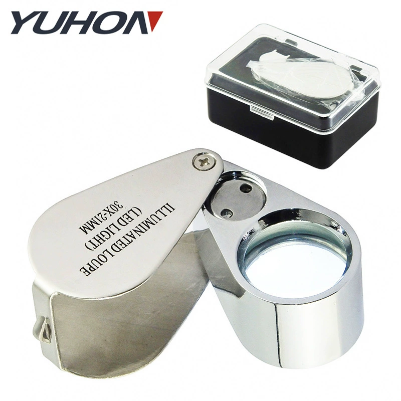 Две светодиодные фонари 30x21 мм сплав высокой мощности антикварная каллиграфия и живопись ювелирные изделия 30-кратная идентификация увеличительное стекло материал из нержавеющей стали