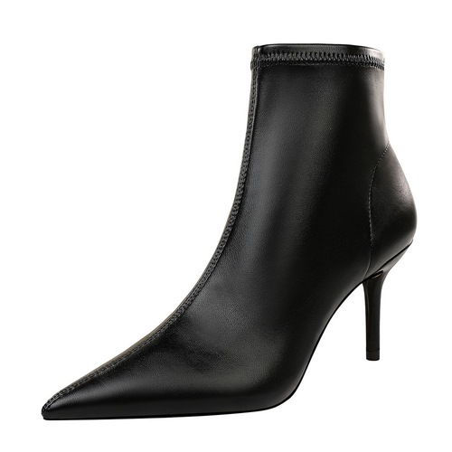 8788-2 European and American Style Fashionable Simple Skinny Boots: Stiletto Heels, Pointed Toes, Sexy Nightclub Look, Slimming Short Boots & Ankle Boots