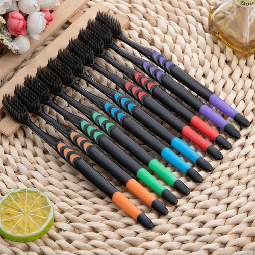 Aishukou 10-piece family set bamboo charcoal soft-bristle adult toothbrush manufacturer wholesale street stall toothbrush gift wholesale