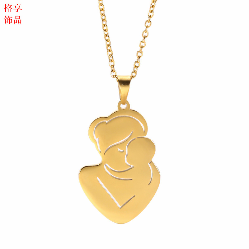 Ethnic Fashion Cartoon Boys and Girls Family Thanksgiving Day Mother's Day Parent-Child Activities Stainless Steel Necklace