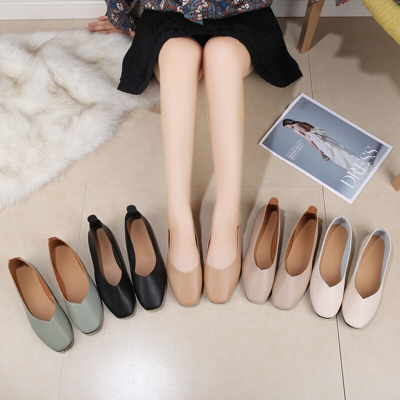 2024 Foreign Trade Korean Style Single Shoes Small Leather Shoes Square Head Drivers Shoes Workplace Work Shoes Spring and Autumn Fashionable