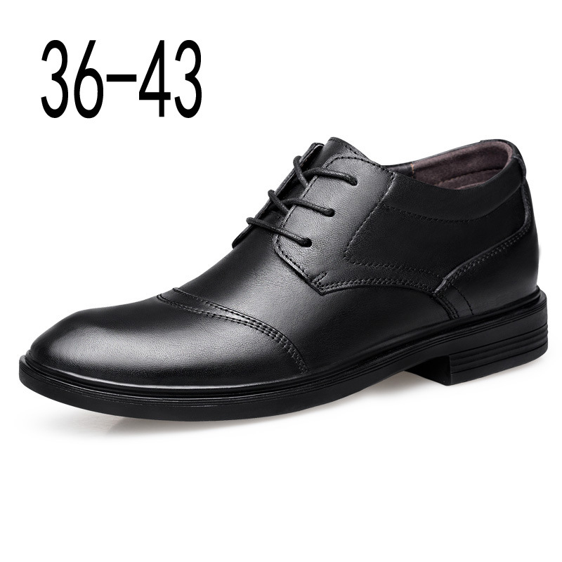 Men's Shoes Inner Height Increase Dress Lace-up Workplace Tooling Leather Shoes Round Head Shallow Mouth Shoes_voghion.com