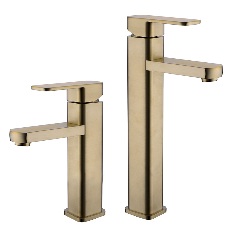 All copper raised Basin faucet brushed gold matte black hot and cold water basin bathroom faucet square project