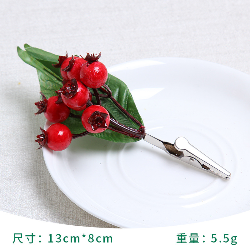 Navidad simulación Hoja Verde pequeña fruta roja rama árbol de Navidad guirnalda accesorios de DIY decoración del hogar clip Rama