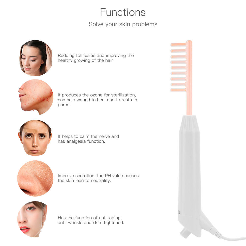 Onda electromagnética de alta frecuencia palo de belleza de alta frecuencia electromagnética de enfermería eliminación de acné y punto de decoloración fisioterapia instrumento de enfermería transfronteriza