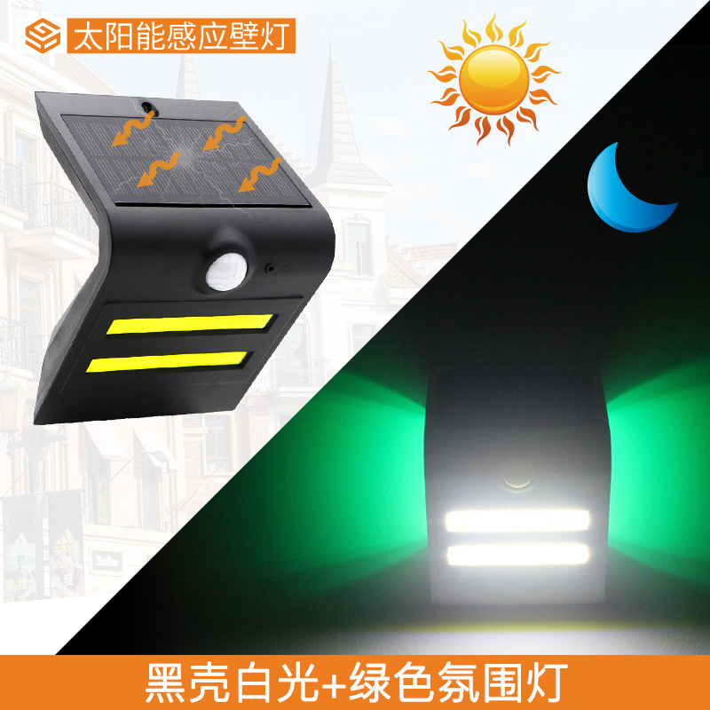 太阳能人体感应壁灯花园别墅户外庭院柱头门牌防水COB光源照明灯|undefined
