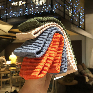 Vintage Wide-brimmed Elastic Knitted Sports Hair Band Women's European and American Face Washing Korean All-match Simple Headwear Hair Accessories Spring and Autumn Fashion