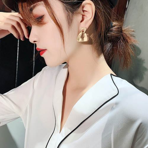 925 silver needle metal design earrings irregular circle geometric stud earrings for women exaggerated retro cold style earrings