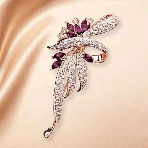 Fashion crystal ice crystal flower brooch, rhinestone inlaid foreign trade collar pin, brooch, brooch, clothing accessories