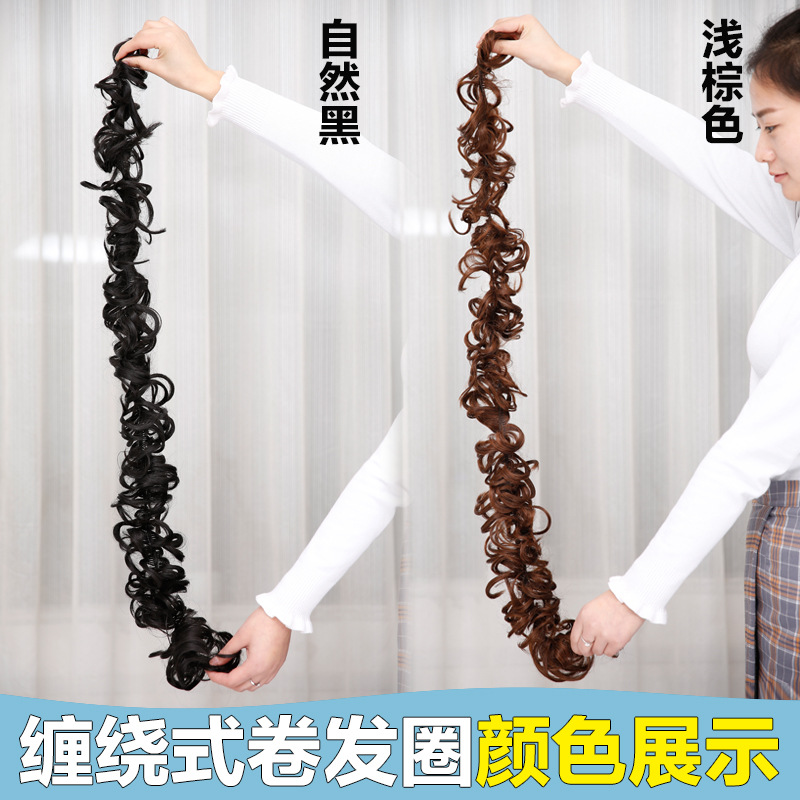 Postizo de cabello, banda para el cabello de 1 metro de largo, moldeador de moños cortos recortable, moño para el cabello, lazo para el cabello, herramienta de peinado.