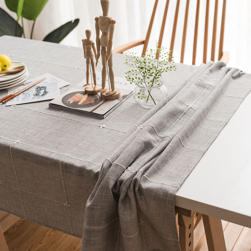 Tovaglia rettangolare da caffè/pranzo in jacquard a quadri in poliestere stile nordico moderno minimalista. Produttore_voghion.com