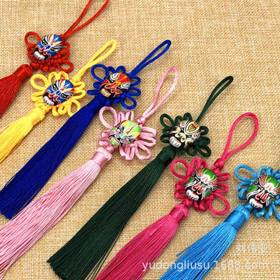 廠家京劇臉譜挂件 中國結流蘇挂件民族風特色工藝各色垂直流蘇結