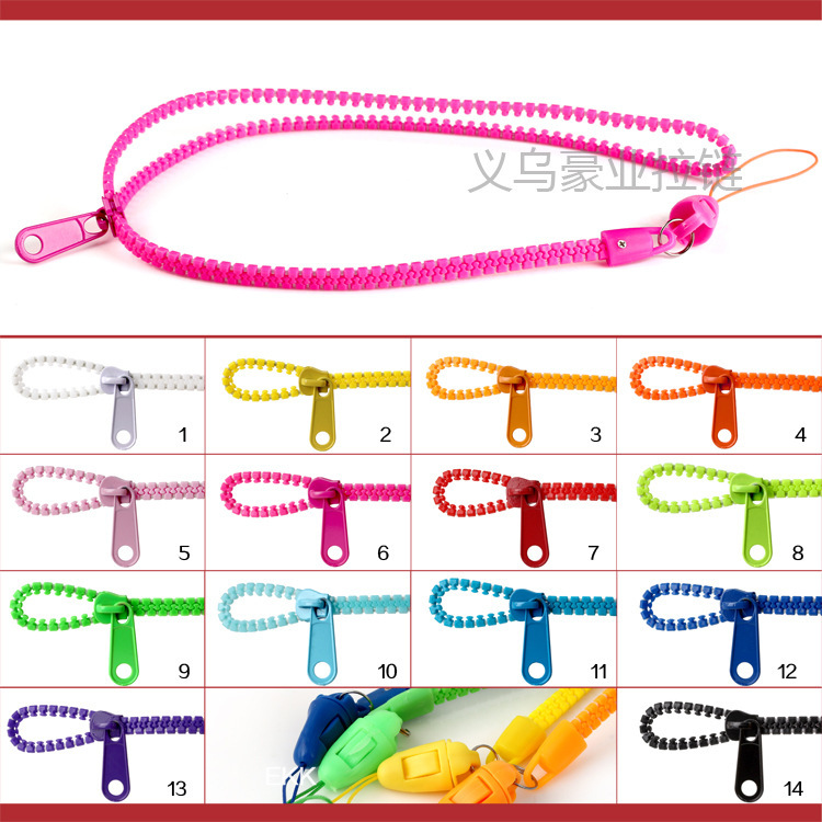 新款5号单色拉链挂绳 儿童学生饰品店流行项链拉链