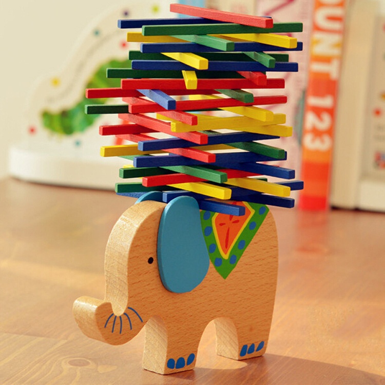 Wooden Children's Creative Colorful Balance Beam Building Blocks, Colorful Stick Games, Early Education Educational Wooden Ornaments, Fun Toys
