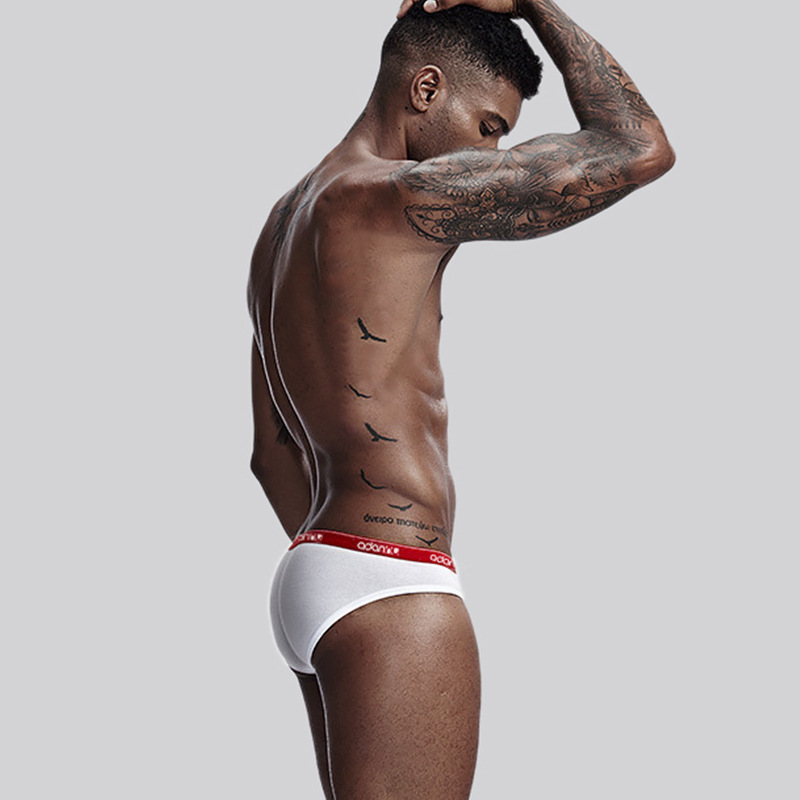 Cross-border hot ADANNU triangle underwear solid color U convex pure cotton sexy bikini underwear men with packaging AD41