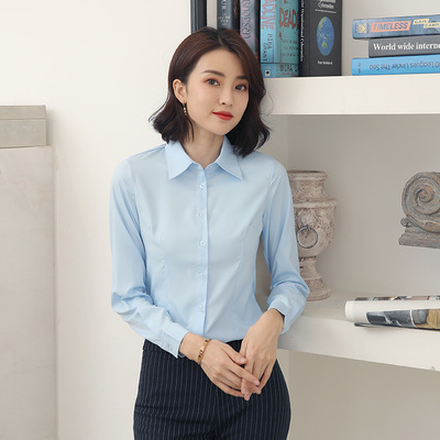 White blue shirt Long sleeve Business Suits formal wear coverall Self cultivation Elastic force DP jacket goods in stock wholesale