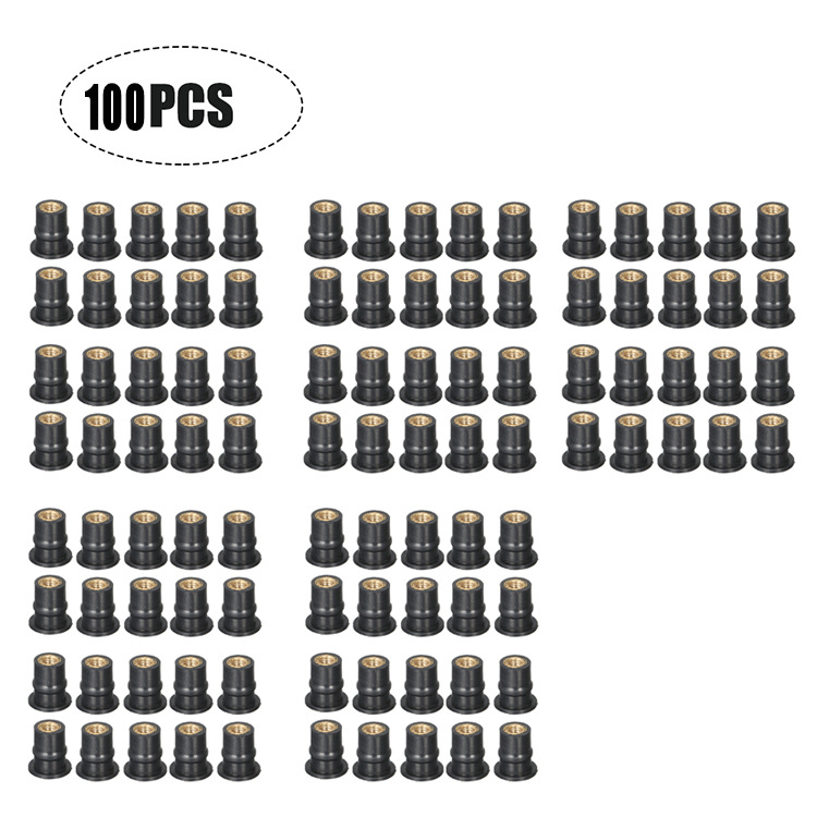 Venta caliente modelo privado M4M5M6 tuerca de pozo de goma 5mm universal motocicleta parabrisas tuerca de latón 0,8
