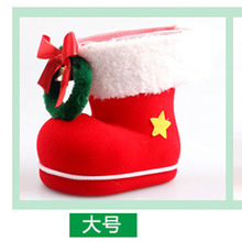 厂家直销创意圣诞植绒靴子笔筒糖果袋礼品靴圣诞节装饰品道具批发