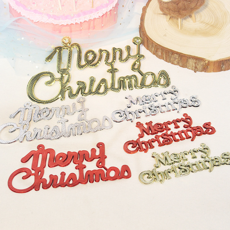 Christmas Tablet English Alphabet Card Christmas Tree Decoration Gold and Silver Red Merry Christmas Alphabet Tag