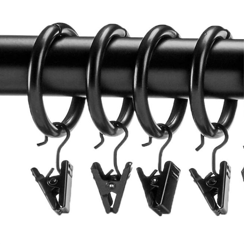 Cross-border sales pure black curtain clip electrophoresis black simple curtain hook Roman Rod black curtain ring