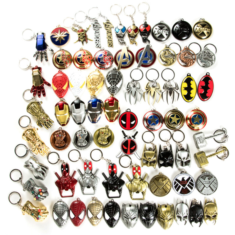 Marvel Peripheral Metal Car Keychain Avengers Iron Man Spider-Man Mask Pendant Car Business Gift