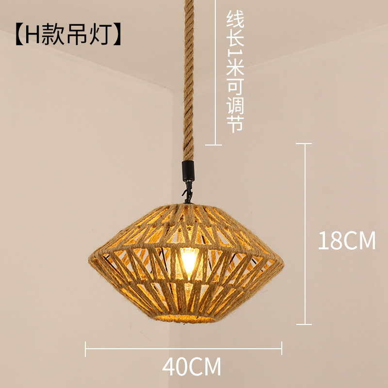 Retro estilo industrial cuerda de cáñamo lámpara cuerda hecha a mano bricolaje pantalla ropa restaurante personalidad creativa país cáñamo cuerda araña