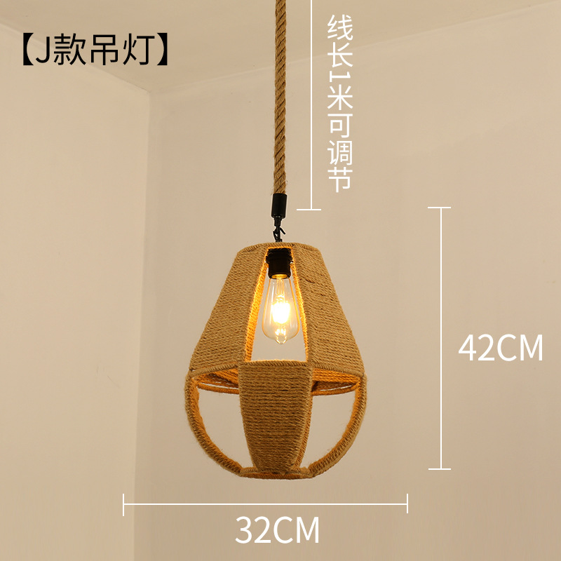 Retro estilo industrial cuerda de cáñamo lámpara cuerda hecha a mano bricolaje pantalla ropa restaurante personalidad creativa país cáñamo cuerda araña