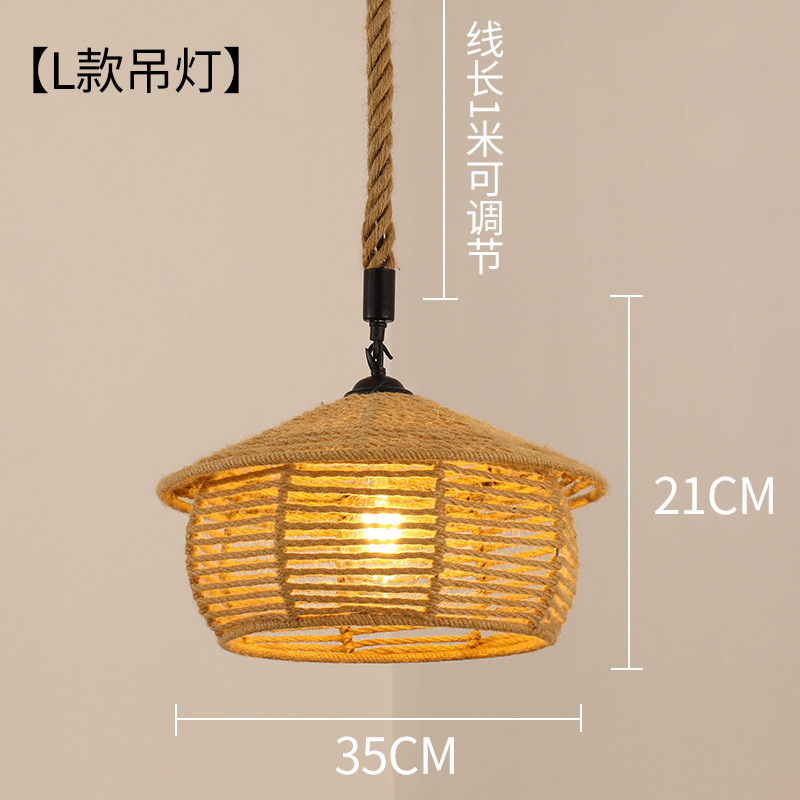 Retro estilo industrial cuerda de cáñamo lámpara cuerda hecha a mano bricolaje pantalla ropa restaurante personalidad creativa país cáñamo cuerda araña