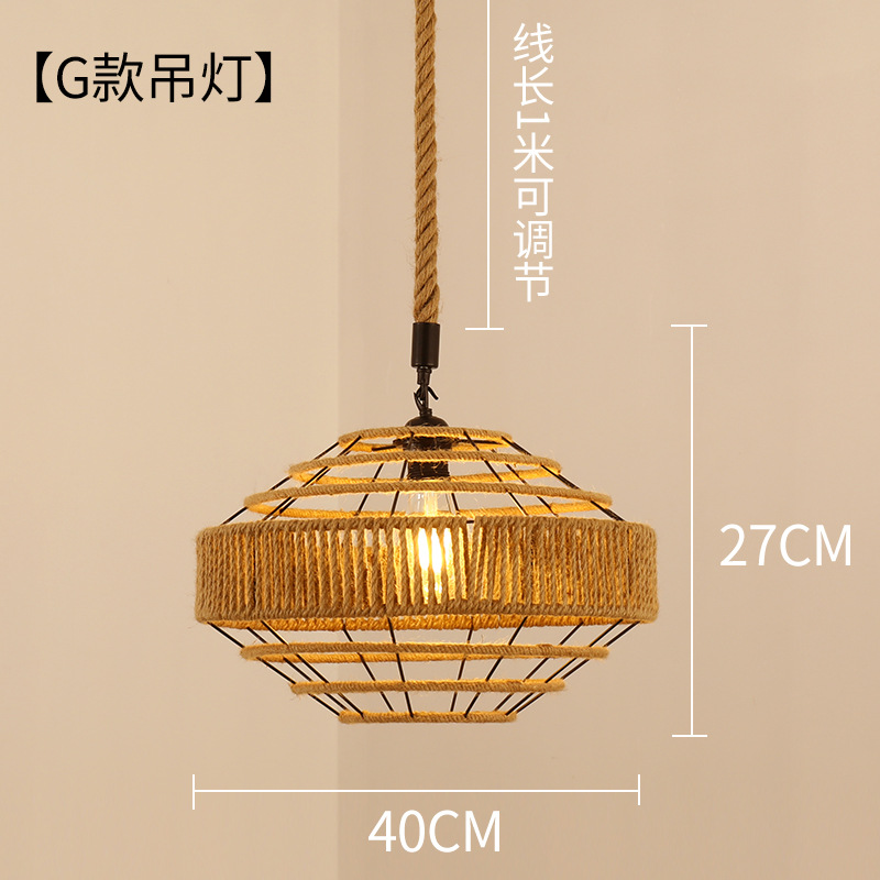 Retro estilo industrial cuerda de cáñamo lámpara cuerda hecha a mano bricolaje pantalla ropa restaurante personalidad creativa país cáñamo cuerda araña