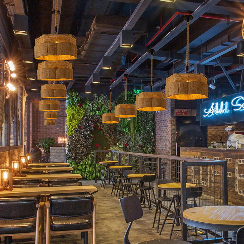 País americano retro cuerda de cáñamo comedor araña red café yurta creativa cafetería bar tienda de ropa araña