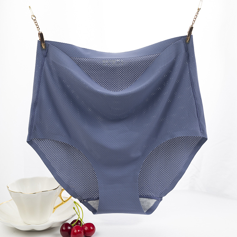 About Amoy new high waist breathable seamless underwear women's simple and comfortable breathable hip ice silk briefs