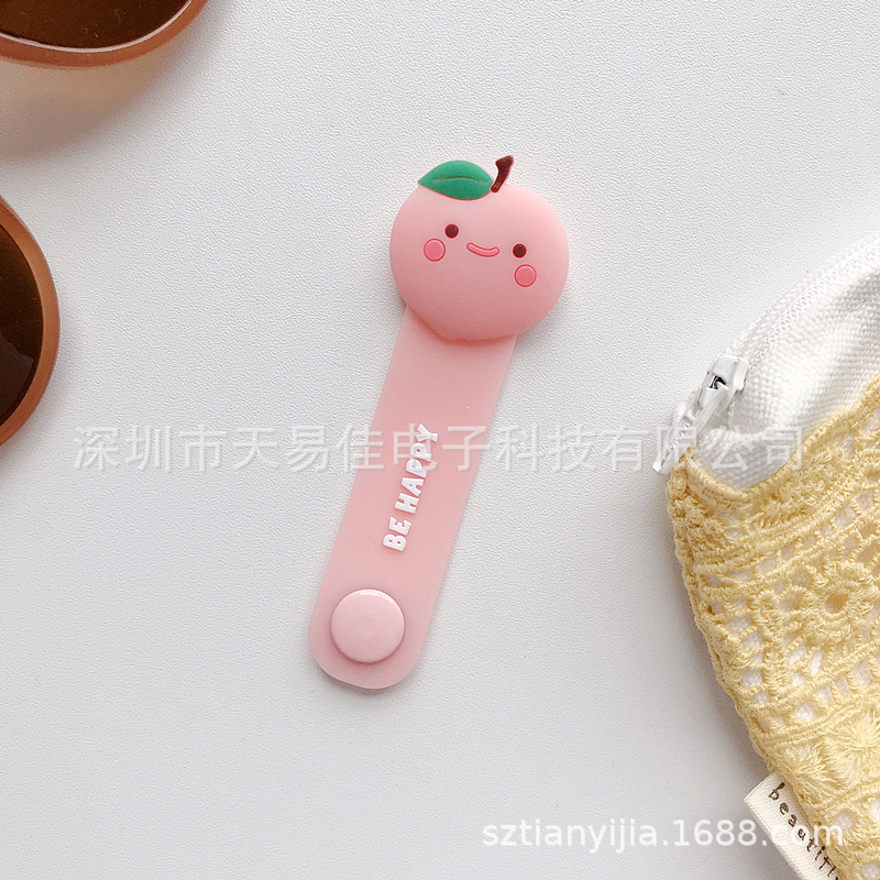 Japonés y coreano creativo Snap auricular cable organizador cable de datos fijo Winder lindo dibujos animados silicona Winder