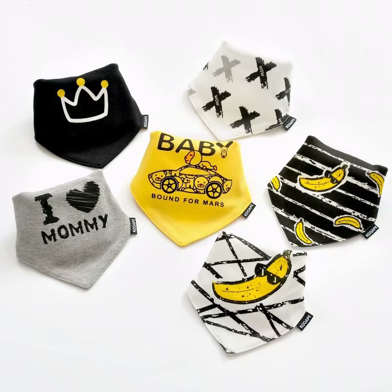 Baby cotton bib towel newborn baby girl boy Four Seasons double cotton triangle towel small bib fashion brand