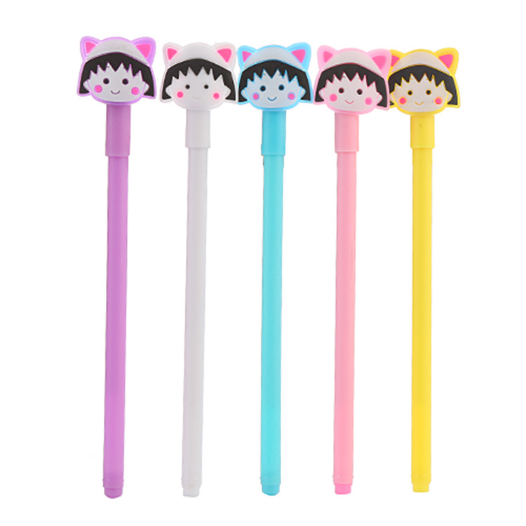 Creativo papelería dibujos animados Maruko gel pluma lindo estudiante examen negro agua pluma de alta calidad Oficina firma pluma