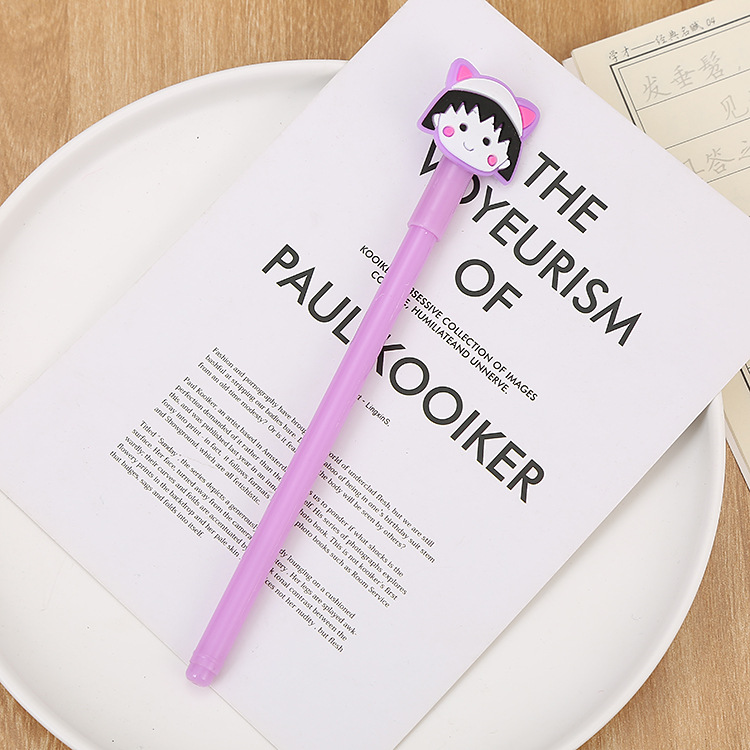 Creativo papelería dibujos animados Maruko gel pluma lindo estudiante examen negro agua pluma de alta calidad Oficina firma pluma