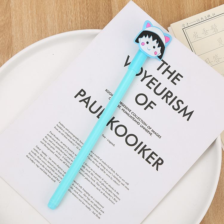 Creativo papelería dibujos animados Maruko gel pluma lindo estudiante examen negro agua pluma de alta calidad Oficina firma pluma