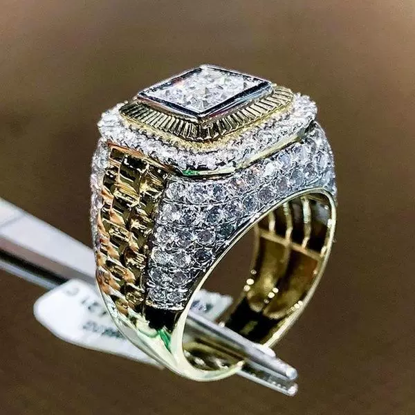 wish New Accessories Hip Hop Style HipHop Ring Men's European and American Fashion Brand Street Dance Ring Diamond Ring Hot Selling Jewelry