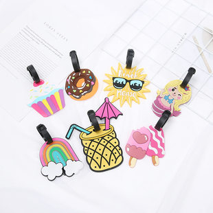 New PVC Environmental Silicone Luggage Cartoon Style Style Cake Fruit Pineapple Pineapple Travel Children's Tag to Wholesale