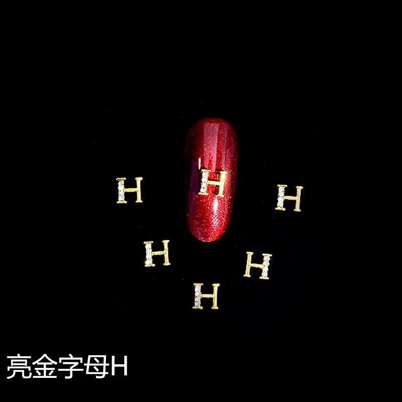 Nuevo LZ manicura 26 letras aleación joyería estilo japonés manicura online celebridad estilo brillante oro letras joyería clavo Taladro