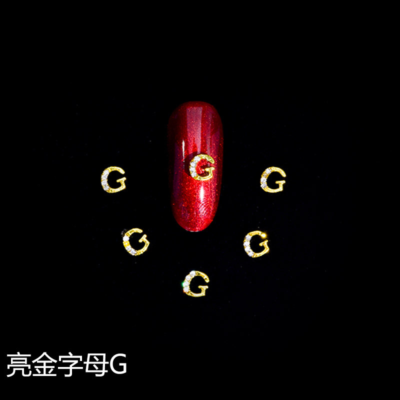 Nuevo LZ manicura 26 letras aleación joyería estilo japonés manicura online celebridad estilo brillante oro letras joyería clavo Taladro