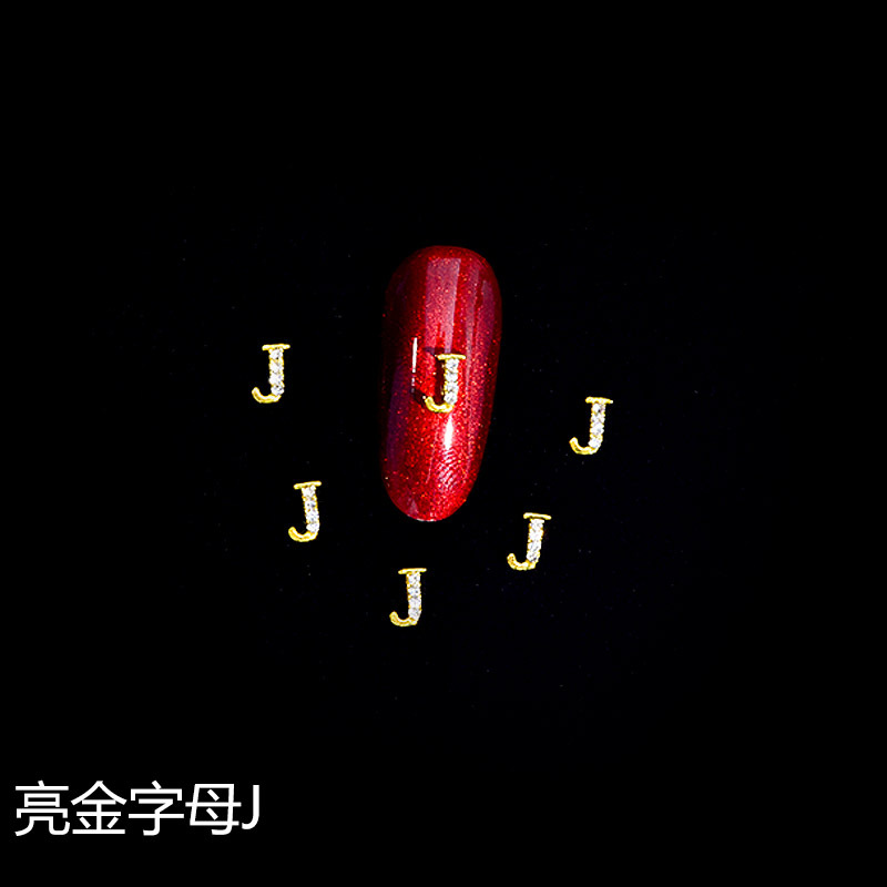 Nuevo LZ manicura 26 letras aleación joyería estilo japonés manicura online celebridad estilo brillante oro letras joyería clavo Taladro