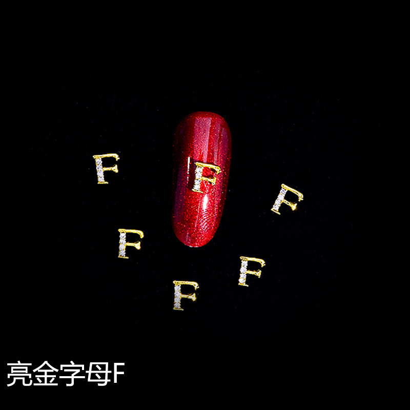 Nuevo LZ manicura 26 letras aleación joyería estilo japonés manicura online celebridad estilo brillante oro letras joyería clavo Taladro