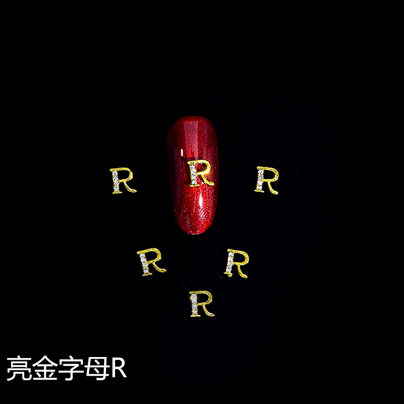 Nuevo LZ manicura 26 letras aleación joyería estilo japonés manicura online celebridad estilo brillante oro letras joyería clavo Taladro